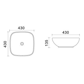 Раковина накладная Azario 43х43х13.5 фаянс (AZ41288)